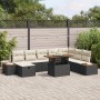 Conjunto de Sofá de Jardín de 9 Piezas con Cojines Negros de Ratán Poliéster de , Sofás de exterior - Ref: Foro24-3360087, Pr...
