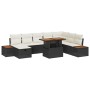 Conjunto de Sofá de Jardín de 9 Piezas con Cojines Negros de Ratán Poliéster de , Sofás de exterior - Ref: Foro24-3360087, Pr...