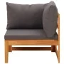 Set muebles de jardín 2 pzas cojines gris oscuro madera acacia de vidaXL, Sofás modulares de exterior - Ref: Foro24-316321, P...