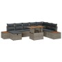 Juego de Sofá de Jardín de 9 Piezas con Cojines Gris Poliratán de , Sofás de exterior - Ref: Foro24-3360089, Precio: 626,03 €...