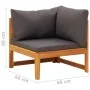 Set muebles de jardín 2 pzas cojines gris oscuro madera acacia de vidaXL, Sofás modulares de exterior - Ref: Foro24-316321, P...