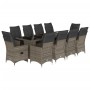 Set de mesa y sillas de jardín 11 pzas y cojines ratán PE gris en Conjuntos de jardín | Comprar online en Foru.es