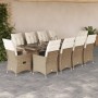 Set de mesa y sillas de jardín 11 pzas y cojines ratán PE beige en Conjuntos de jardín | Comprar online en Foru.es