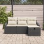Conjunto de Sofá de Jardín de 4 Piezas con Cojines Negros de Poliratán de , Sofás de exterior - Ref: Foro24-3360578, Precio: ...