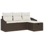 Conjunto de sofá de jardín de 4 piezas con cojines marrón en poliratán de , Sofás de exterior - Ref: Foro24-3360579, Precio: ...