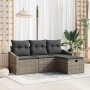 Conjunto de Sofá de Jardín de 4 Piezas con Cojines Grises de Ratán de , Sofás de exterior - Ref: Foro24-3360580, Precio: 291,...