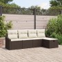 Conjunto de sofá de jardín de 5 piezas con cojines marrón de poliratán de , Sofás de exterior - Ref: Foro24-3360589, Precio: ...