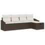 Conjunto de sofá de jardín de 5 piezas con cojines marrón de poliratán de , Sofás de exterior - Ref: Foro24-3360589, Precio: ...