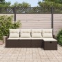 Conjunto de sofá de jardín de 5 piezas con cojines marrón de poliratán de , Sofás de exterior - Ref: Foro24-3360589, Precio: ...