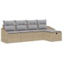Juego de sofá de jardín de 5 piezas con cojines beige de poliratán de , Sofás de exterior - Ref: Foro24-3360591, Precio: 350,...
