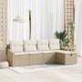 Juego de Sofá de Jardín de 5 Piezas con Cojines Beige Ratán Poliéster de , Sofás de exterior - Ref: Foro24-3360592, Precio: 3...