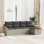 Conjunto de sofá de jardín de 5 piezas con cojines en gris claro de ratán poliéster de , Sofás de exterior - Ref: Foro24-3360...