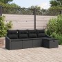 Conjunto de Sofá de Jardín de 5 Piezas con Cojines Negro Polirratán de , Sofás de exterior - Ref: Foro24-3360594, Precio: 356...