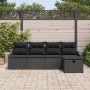 Conjunto de Sofá de Jardín de 5 Piezas con Cojines Negro Polirratán de , Sofás de exterior - Ref: Foro24-3360594, Precio: 356...