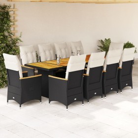 Set de mesa y sillas de jardín 11 pzas y cojines ratán PE negro en Conjuntos de jardín | Comprar online en Foru.es