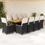 Set de mesa y sillas de jardín 11 pzas y cojines ratán PE negro en Conjuntos de jardín | Comprar online en Foru.es
