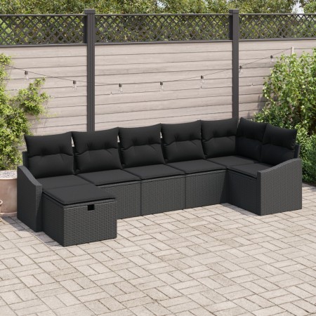 Conjunto de Sofás de Jardín de 7 Piezas con Cojines negro poliratán de , Sofás de exterior - Ref: Foro24-3360634, Precio: 474...