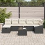 Conjunto de Sofás de Jardín de 8 Piezas con Cojines Ratán Poliratán Negro de , Sofás de exterior - Ref: Foro24-3360638, Preci...