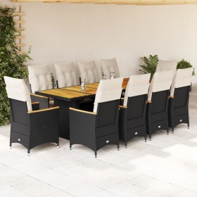 Set de mesa y sillas de jardín 11 pzas y cojines ratán PE negro en Conjuntos de jardín | Comprar online en Foru.es