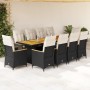 Set de mesa y sillas de jardín 11 pzas y cojines ratán PE negro en Conjuntos de jardín | Comprar online en Foru.es