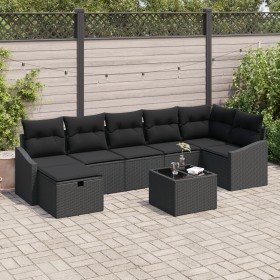 Juego de Sofá de Jardín de 8 Piezas con Cojines Negro Poliratán de , Sofás de exterior - Ref: Foro24-3360644, Precio: 522,33 ...