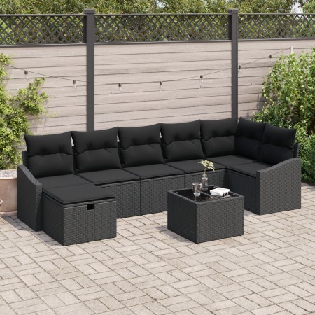 Juego de Sofá de Jardín de 8 Piezas con Cojines Negro Poliratán de , Sofás de exterior - Ref: Foro24-3360644, Precio: 522,33 ...