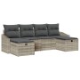 conjunto de sofá de jardín de 6 piezas con cojines de ratán sintético gris claro de , Sofás de exterior - Ref: Foro24-3360653...