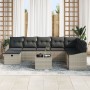 Juego de Sofá de Jardín de 9 Piezas con Cojines Gris Claro de Poliratán de , Sofás de exterior - Ref: Foro24-3360673, Precio:...