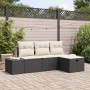 Juego de Sofá de Jardín de 4 Piezas con Cojines de Ratán Sintético Negro de , Sofás de exterior - Ref: Foro24-3360678, Precio...