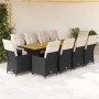 Set de mesa y sillas de jardín 11 pzas y cojines ratán PE negro en Conjuntos de jardín | Comprar online en Foru.es
