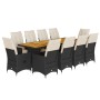 Set de mesa y sillas de jardín 11 pzas y cojines ratán PE negro en Conjuntos de jardín | Comprar online en Foru.es