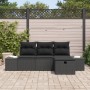 Juego de Sofá de Jardín de 4 Piezas con Cojines de Ratán Negro de , Sofás de exterior - Ref: Foro24-3360684, Precio: 320,50 €...