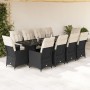 Set de mesa y sillas de jardín 11 pzas y cojines ratán PE negro en Conjuntos de jardín | Comprar online en Foru.es