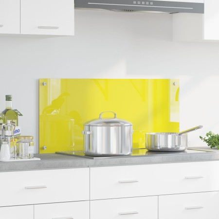 Fondo de cocina Amarillo 90x40x0.6 cm de vidrio templado de , Herramientas y utensilios de cocina - Ref: Foro24-42001256, Pre...