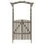 Pérgola con puerta madera maciza de abeto gris 116x40x204 cm de vidaXL, Pérgolas, arcos y enrejados de jardín - Ref: Foro24-3...
