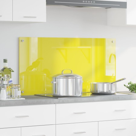 Fondo de cocina Amarillo 100x50x0,6 cm de vidrio templado de , Herramientas y utensilios de cocina - Ref: Foro24-42001260, Pr...