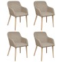 Sillas de comedor 4 uds tela y madera maciza de roble beige en Sillas de comedor | Comprar online en Foru.es