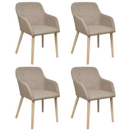 Sillas de comedor 4 uds tela y madera maciza de roble beige en Sillas de comedor | Comprar online en Foru.es