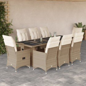 Set de mesa y sillas de jardín 5 pzas y cojines ratán PE beige en Conjuntos de jardín | Comprar online en Foru.es