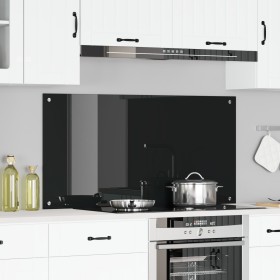 Espaldera de cocina negra 120x60x0,6 cm de vidrio templado de , Herramientas y utensilios de cocina - Ref: Foro24-42001303, P...