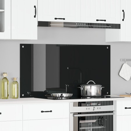 Espaldera de cocina negra 120x60x0,6 cm de vidrio templado de , Herramientas y utensilios de cocina - Ref: Foro24-42001303, P...