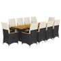 Set de mesa y sillas de jardín 11 pzas y cojines ratán PE negro en Conjuntos de jardín | Comprar online en Foru.es