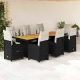 Set de mesa y sillas de jardín 9 pzas y cojines ratán PE negro en Conjuntos de jardín | Comprar online en Foru.es