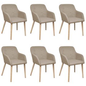 Sillas de comedor 6 uds tela y madera maciza de roble beige en Sillas de comedor | Comprar online en Foru.es