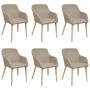 Sillas de comedor 6 uds tela y madera maciza de roble beige en Sillas de comedor | Comprar online en Foru.es