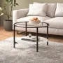 Mesa de centro vidrio templado negro y mármol blanco 70 cm de vidaXL, Mesas auxiliares - Ref: Foro24-331620, Precio: 100,64 €...