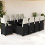 Set de mesa y sillas de jardín y cojines 11 pzas ratán PE negro en Conjuntos de jardín | Comprar online en Foru.es