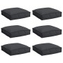 Cojín de Exterior Juego de 6 Negro Poliéster 40 cm x 40 cm x 8 cm de , Cojines para sillas y sofás - Ref: Foro24-42001602, Pr...