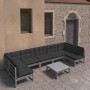 Set de muebles de jardín 8 pzas con cojines madera pino gris de vidaXL, Conjuntos de jardín - Ref: Foro24-3077191, Precio: 72...