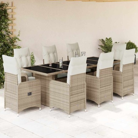 Set de mesa y sillas de jardín 5 pzas y cojines ratán PE beige en Conjuntos de jardín | Comprar online en Foru.es